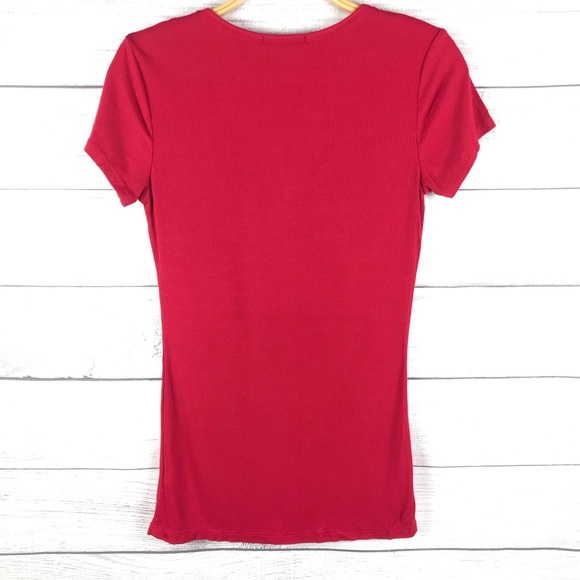 Ambiance V-Neck Strappy Short Sleeve Shirt - Picture 3 of 9